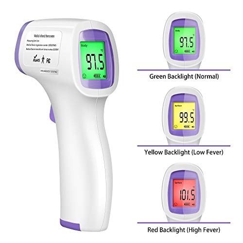 Non-Contact IR Digital Infrared Thermometer Ear Forehead Thermometer and Object Function with Fever Alarm and Memory Function Baby and Adult Black 